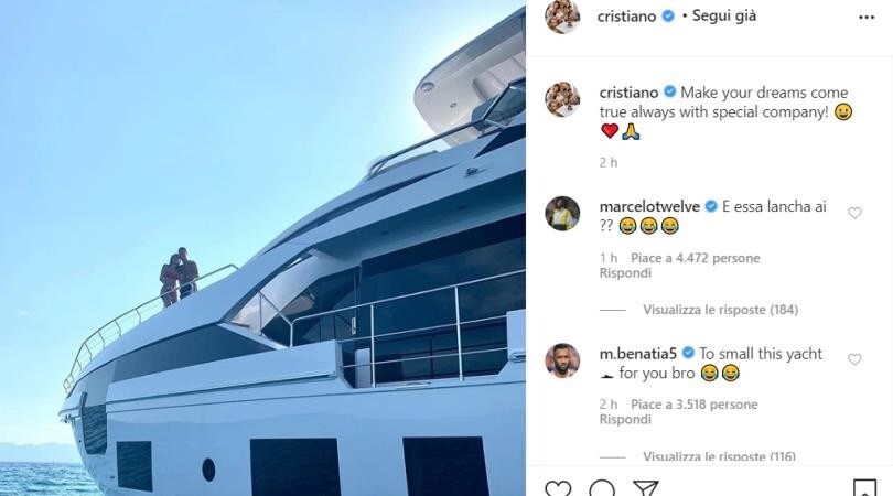 Ronaldo sullo yacht, dedica a Georgina: "Compagna speciale"