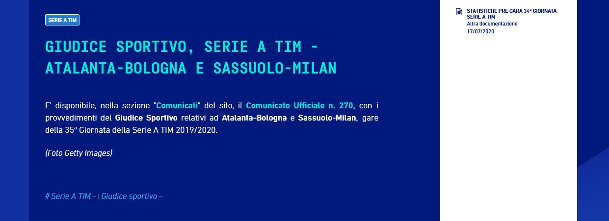 Serie A, una giornata di stop per Gasperini per lo scontro con Mihajlovic