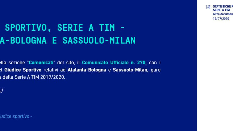 Serie A, una giornata di stop per Gasperini per lo scontro con Mihajlovic