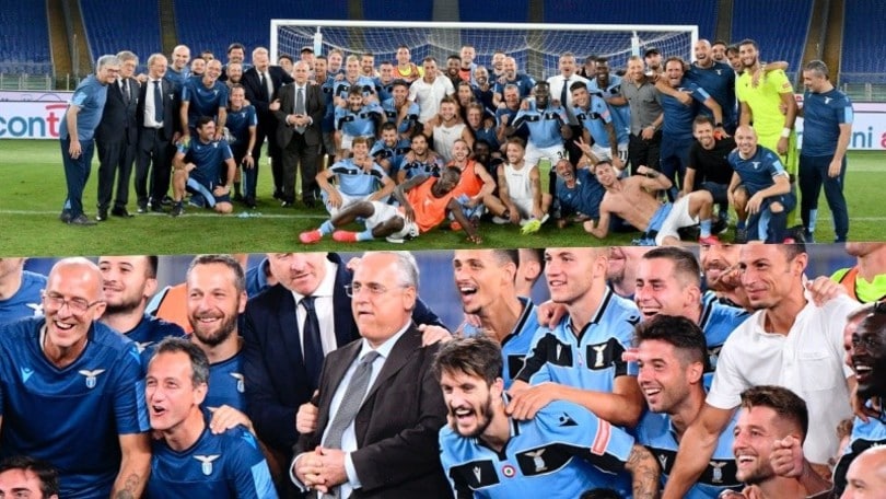 Lazio, festa finale con Lotito: foto simbolica sotto la Curva Nord