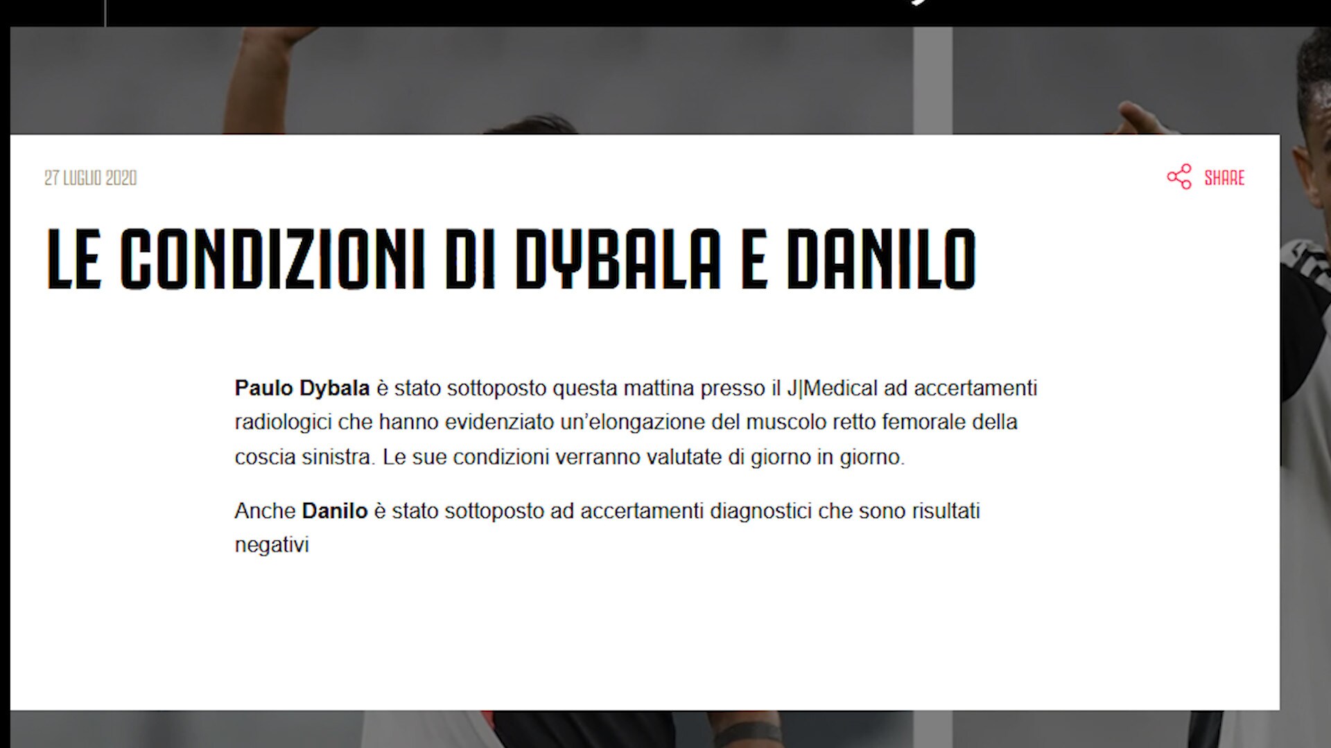 Juve, preoccupa Dybala: il Lione è a rischio
