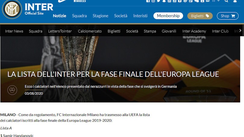 Inter, lista Uefa Europa League: c'è Sanchez