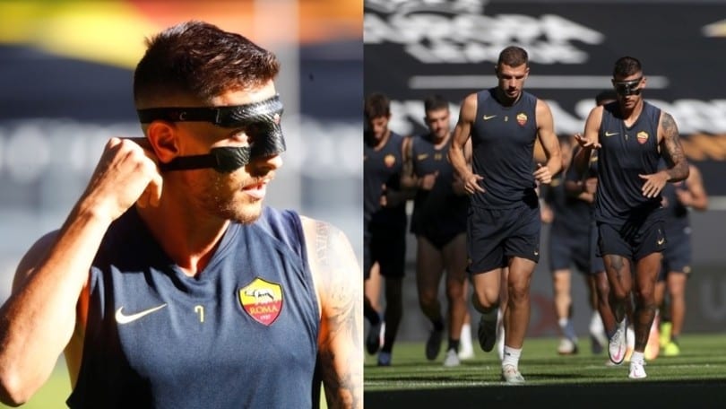Roma al lavoro in vista del Siviglia: c'è Pellegrini con la maschera