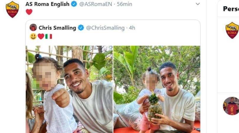 Smalling in vacanza in Sardegna, la Roma lo ritwitta sui social