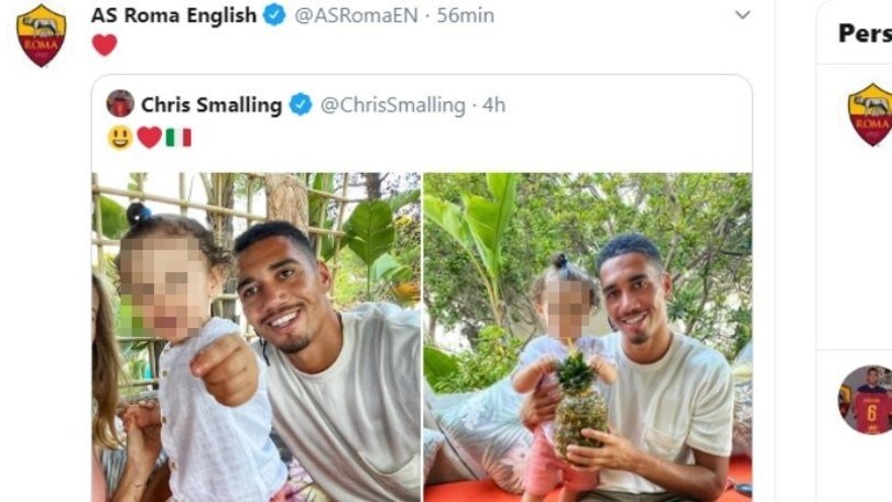 Smalling in vacanza in Sardegna, la Roma lo ritwitta sui social