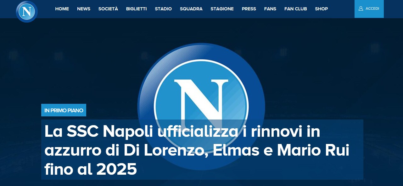 Napoli: rinnovati Di Lorenzo, Elmas e Mario Rui