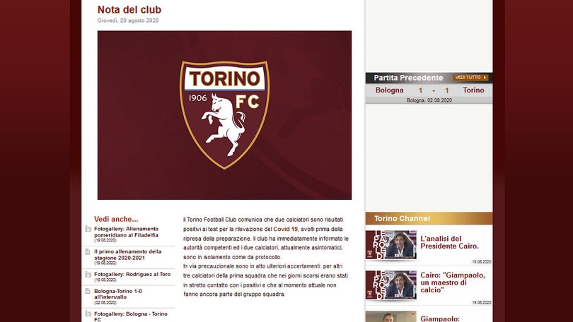 Coronavirus, 2 positivi nel Torino