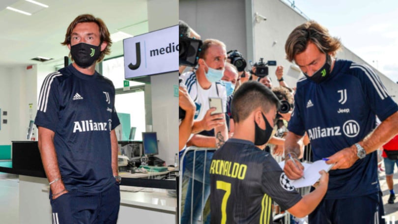 Juve, Pirlo al JMedical: mascherina e autografi