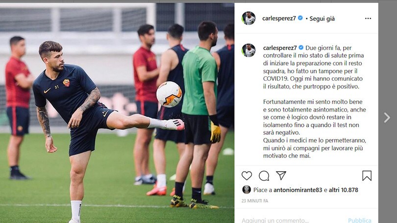 Roma, Pérez positivo al Covid-19
