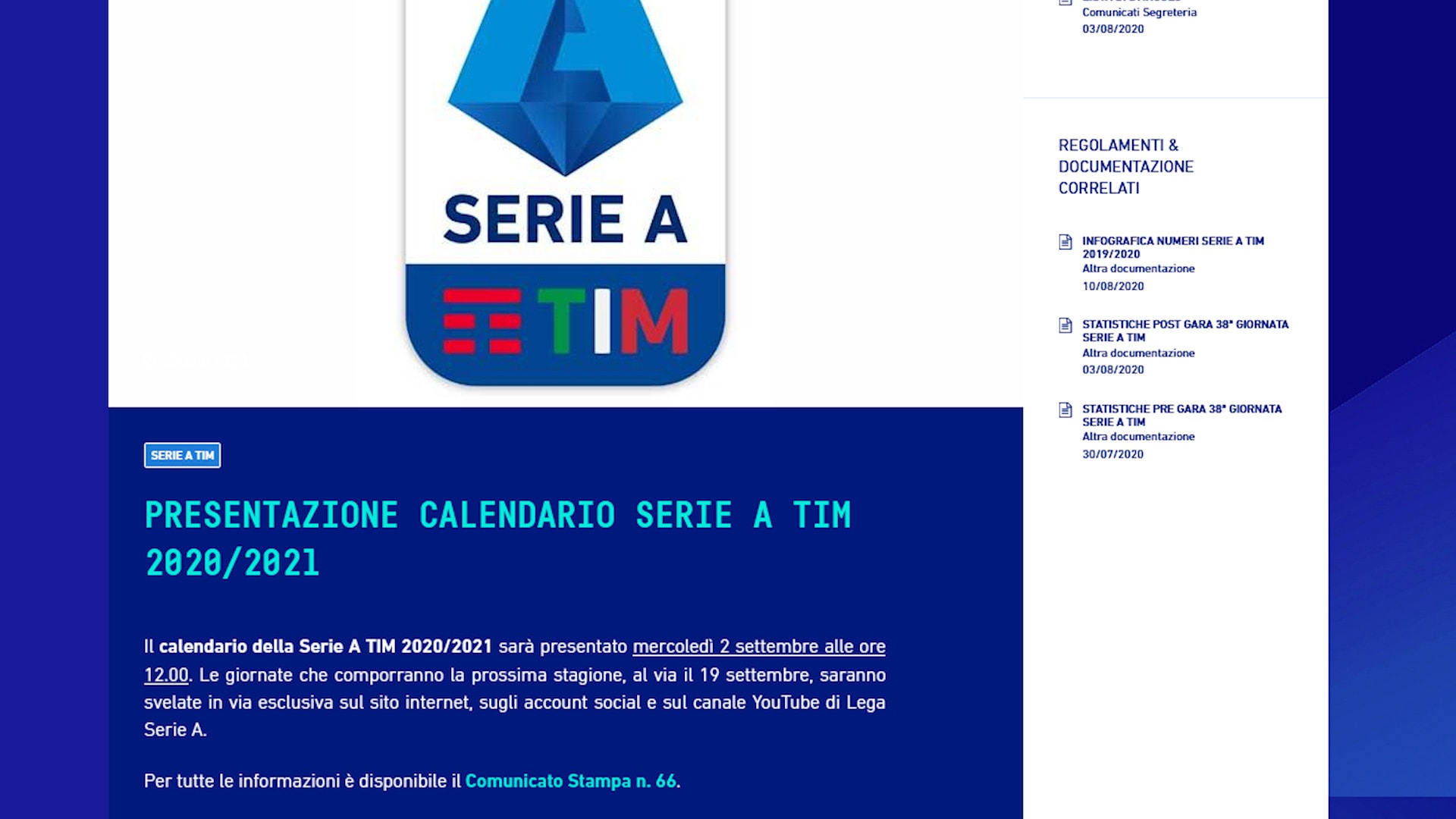 Calendario Serie A, la compilazione sarà mercoledì 2 settembre