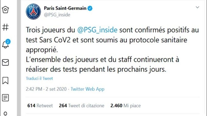 Psg, 3 casi di Covid-19: c'è anche Neymar