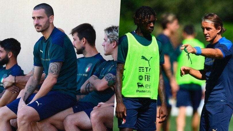 Italia, Bonucci "marca" Zaniolo e Mancini parla con Kean