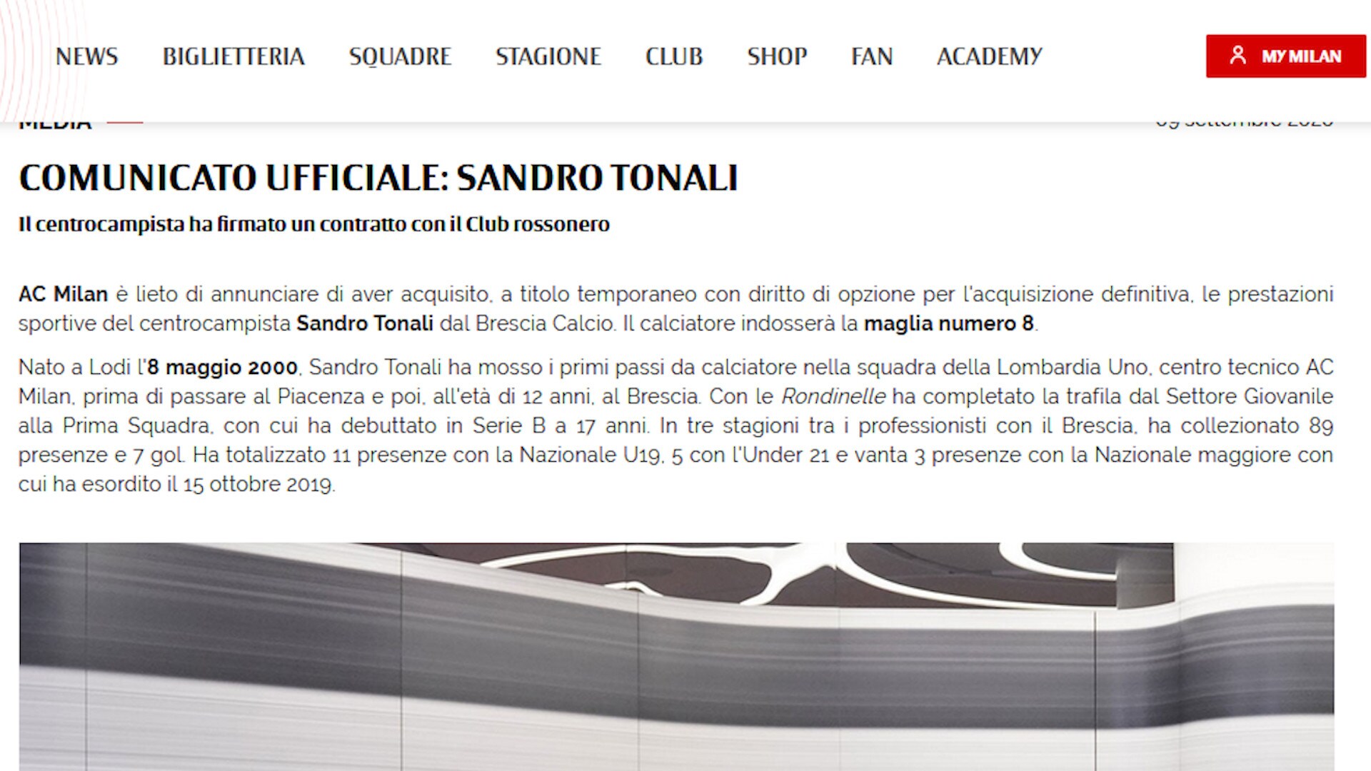 Milan, ufficiale l'arrivo di Tonali