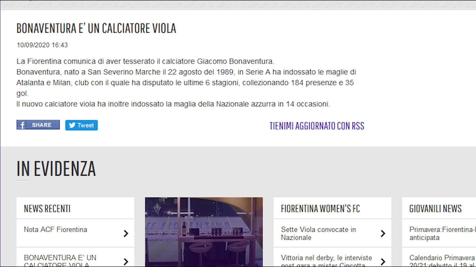 Fiorentina, ufficiale: Bonaventura è un giocatore viola
