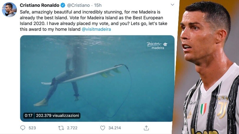 Cristiano Ronaldo sponsorizza Madeira: "Votatela come Isola più bella d'Europa 2020"