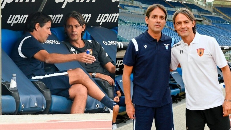 Lazio-Benevento, sfida tra gli Inzaghi: abbracci e sorrisi in panchina
