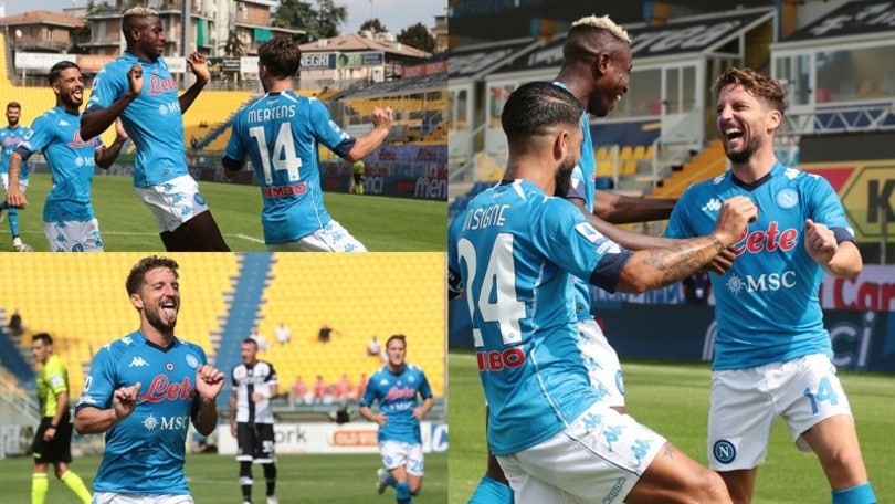 Il Napoli vola con Mertens ed Insigne. Osimhen impressiona