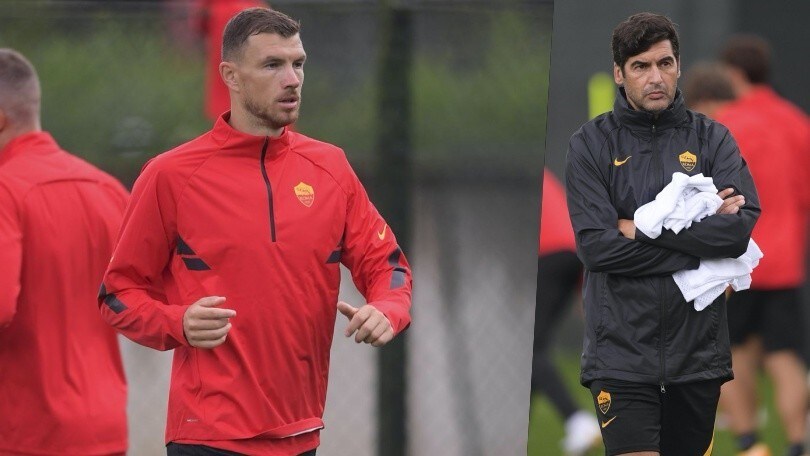 Roma-Juve, Dzeko è carico: si allena sotto gli occhi vigili di Fonseca