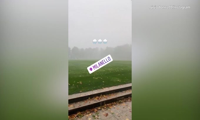 Tromba d'aria a Milanello, il video di Donnarumma