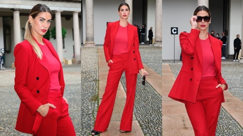 Melissa Satta incanta alla fashion week: look total red