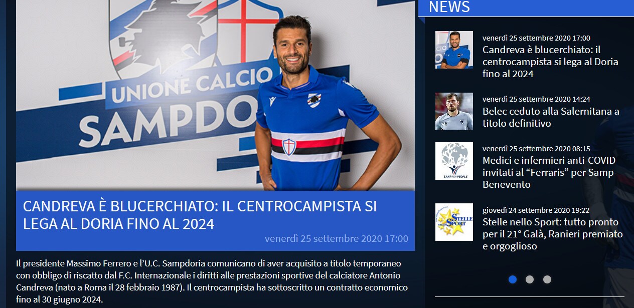 Ufficiale: Candreva nuovo giocatore della Sampdoria