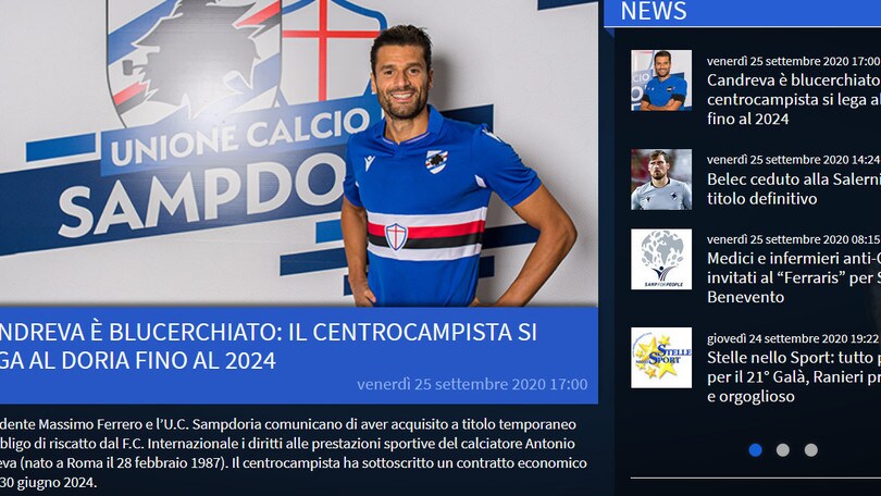 Ufficiale: Candreva nuovo giocatore della Sampdoria