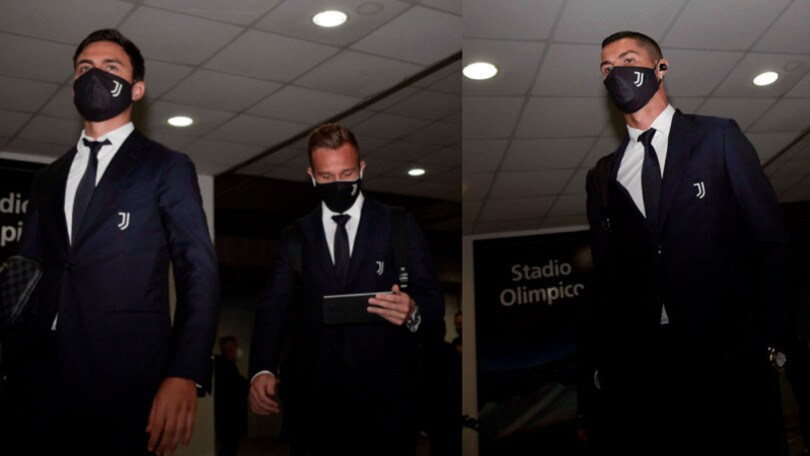 Juve, l'arrivo dei giocatori all'Olimpico per la sfida alla Roma