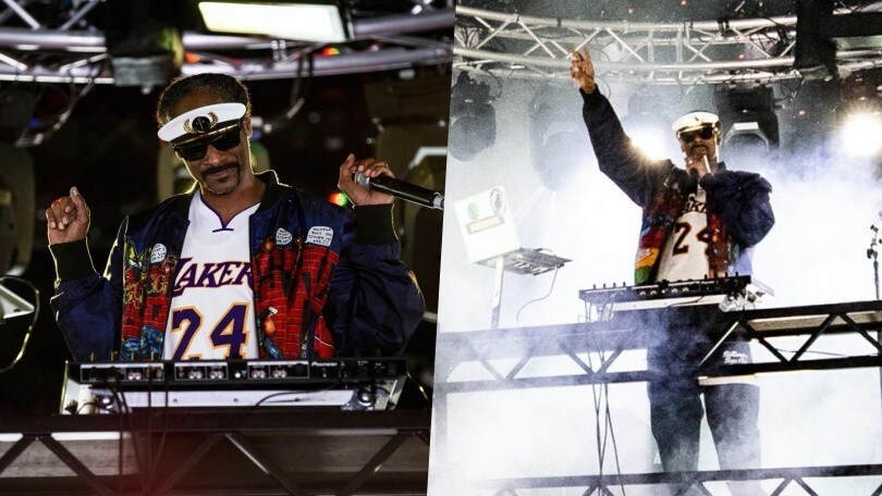 Snoop Dogg sul palco con la maglia di Kobe Bryant