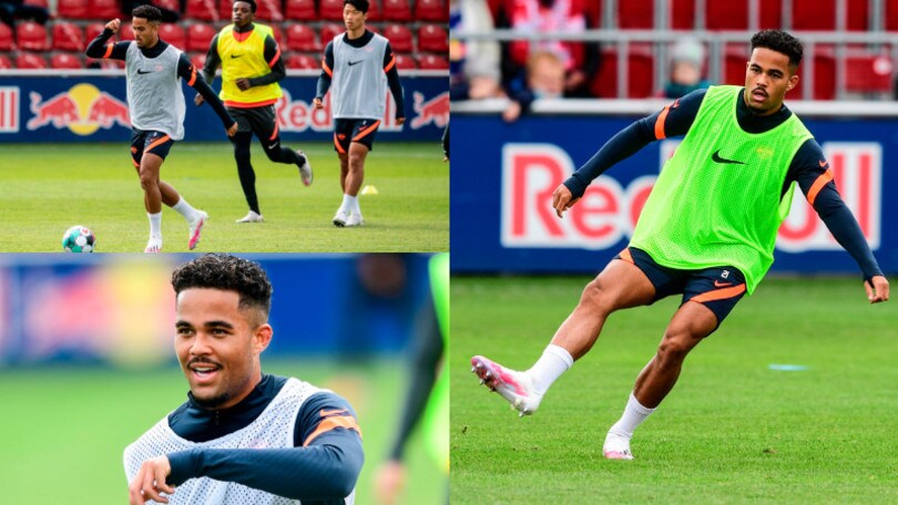 Kluivert, quanti sorrisi al primo allenamento con il Lipsia!