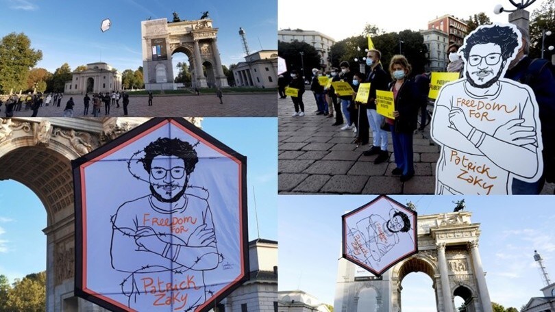 Un aquilone nei cieli di Milano: "Libertà per Patrick Zaki"
