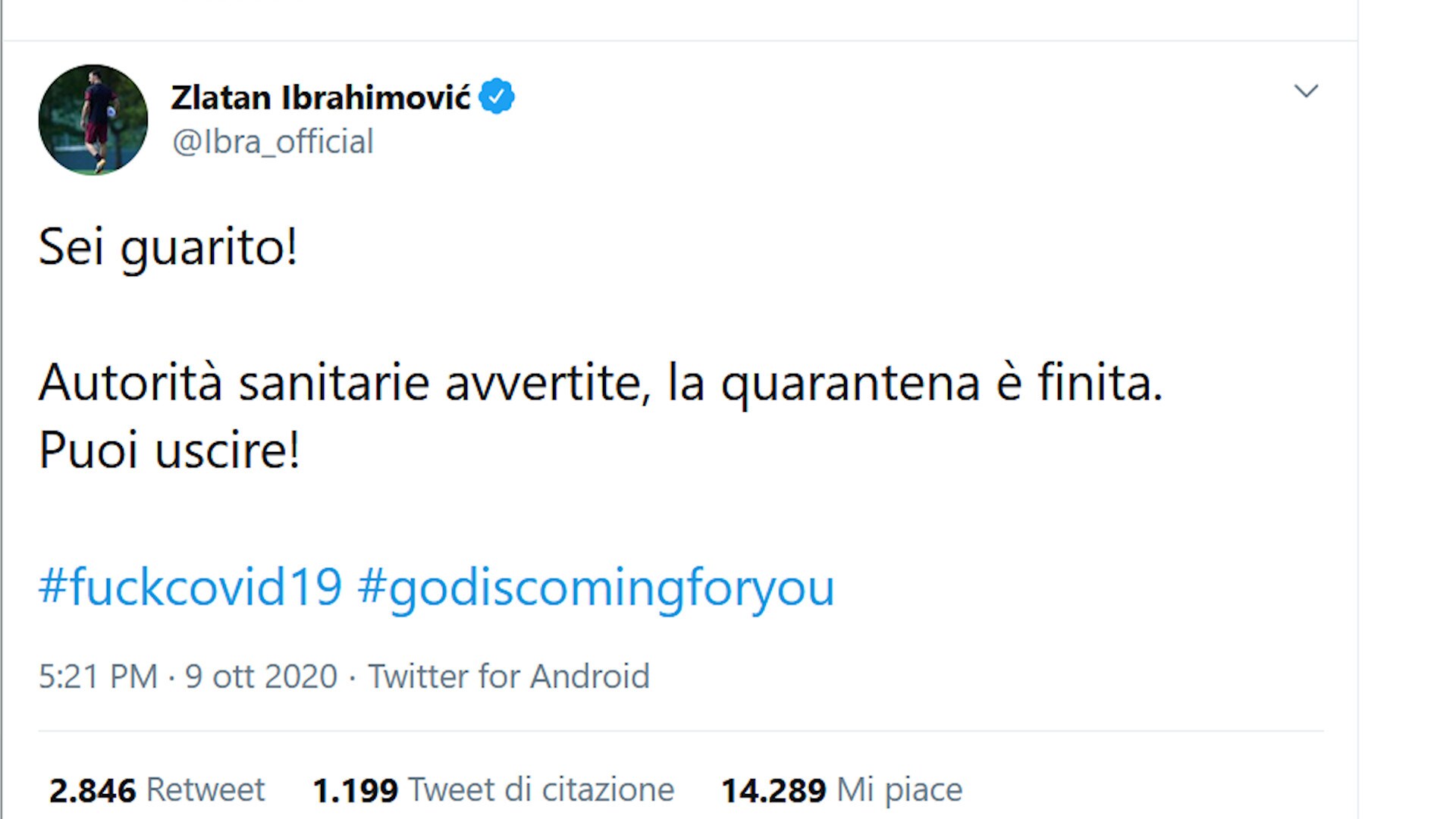 Milan, Ibra ha sconfitto il Covid-19