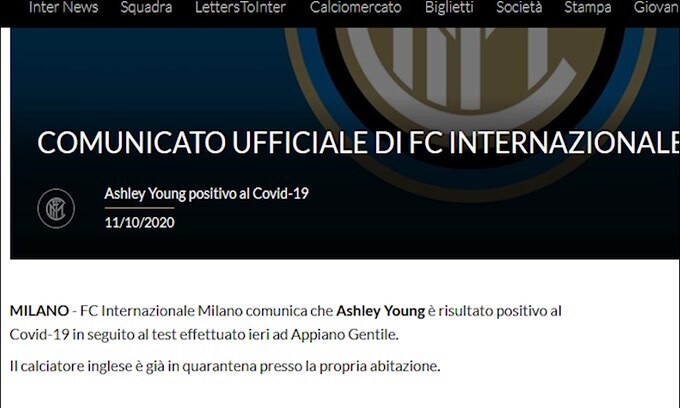 Inter: sesto caso di Covid-19, è Young