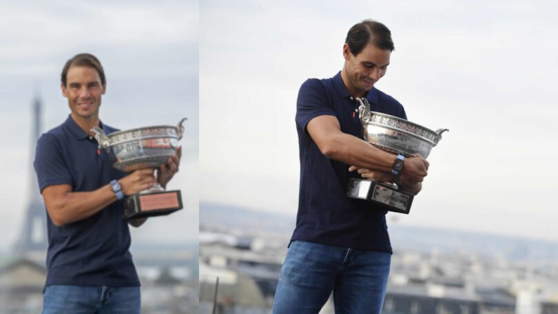 Roland Garros, Nadal si "coccola" il trofeo con Parigi in sottofondo