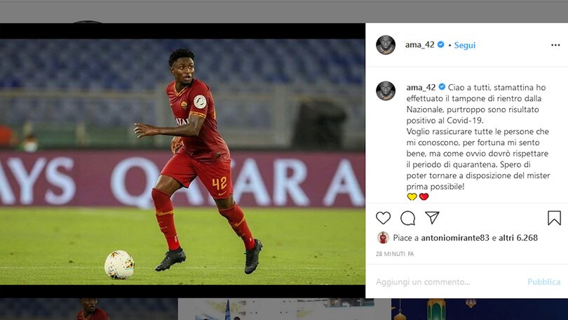 Covid-19, Diawara della Roma è positivo