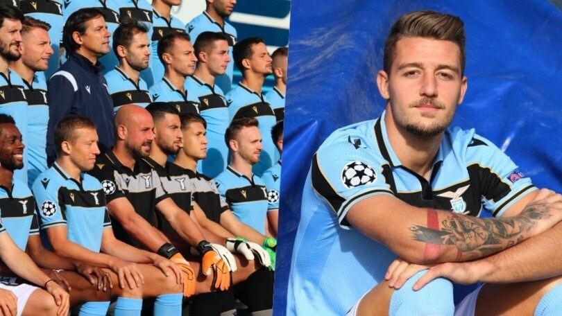 Lazio, scattate le foto ufficiali e Milinkovic fa il modello