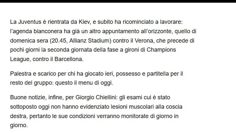Juve, Chiellini può sorridere: nessuna lesione muscolare