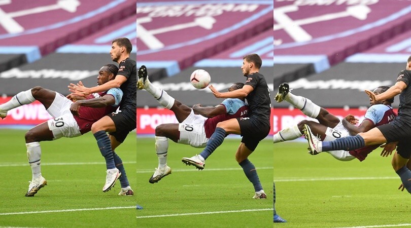 Antonio, spettacolare gol in rovesciata in West Ham-Manchester City
