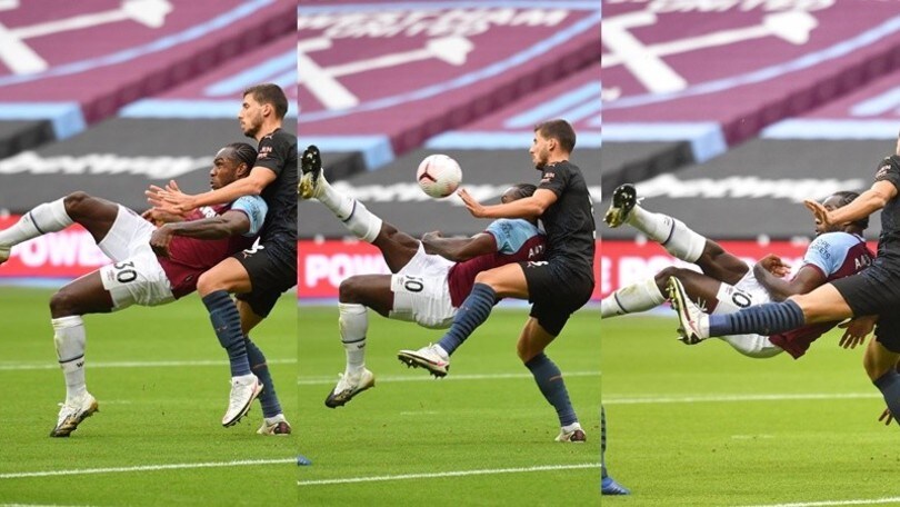 Antonio, spettacolare gol in rovesciata in West Ham-Manchester City