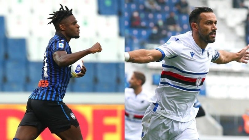 Zapata illude l'Atalanta, la Samp fa festa con un Quagliarella da record