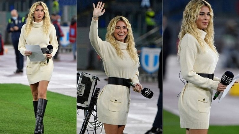 Diletta Leotta, che look! Capelli ricci e minigonna per Lazio-Bologna