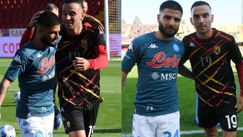 Benevento-Napoli: sfida tra i fratelli Insigne. L'abbraccio prima del derby