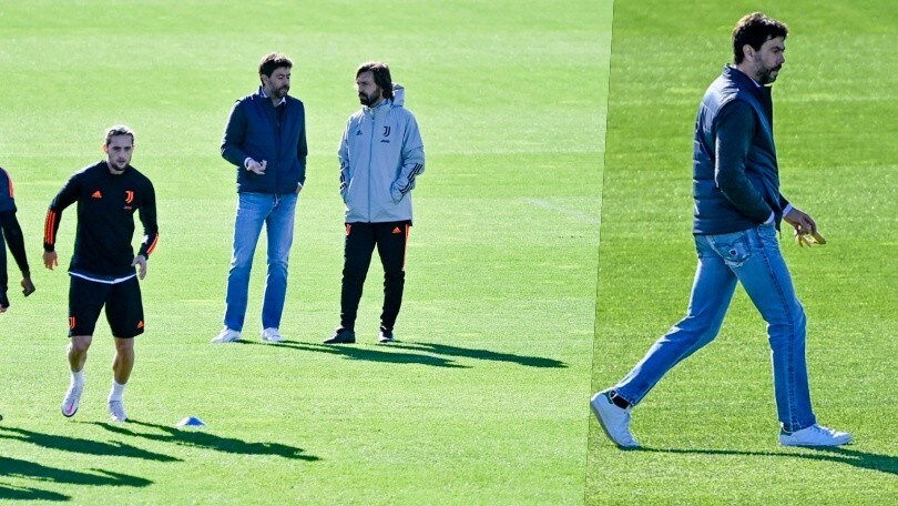 Juve, allenamento vista Barcellona: Agnelli al fianco di Pirlo