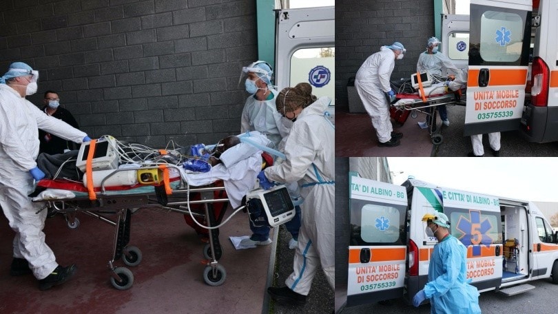 Coronavirus, all'ospedale da campo nella fiera di Bergamo arriva il primo paziente