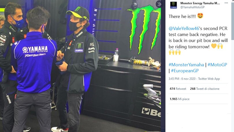 Moto Gp, Rossi è negativo al Covid: ci sarà a Valencia