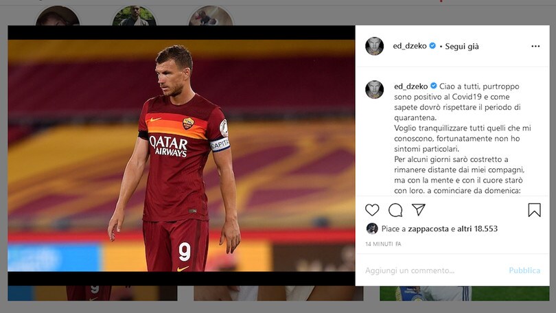 Roma, Edin Dzeko è positivo al Covid-19