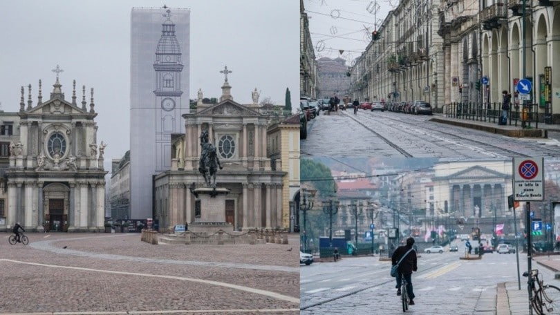 Lockdown a Torino, vie e piazze deserte