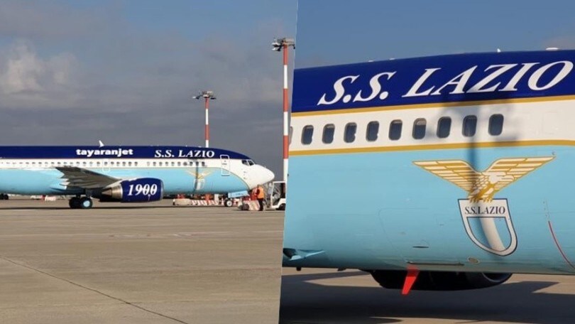 Lazio, le immagini dell'aereo personalizzato della squadra