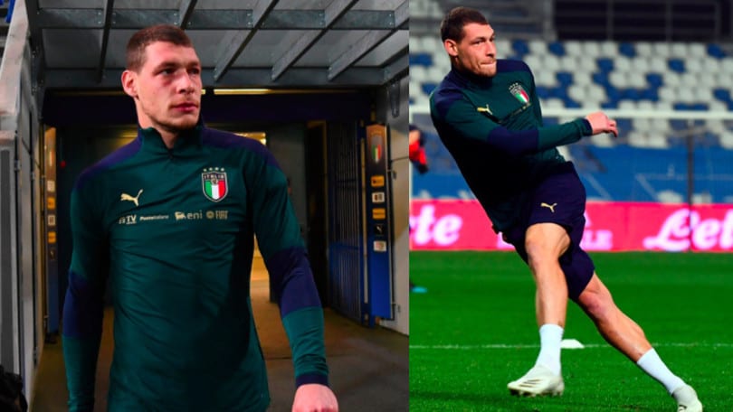 Italia, la concentrazione di Belotti in allenamento