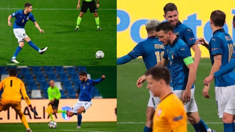 Jorginho sfida Szczesny su rigore, Berardi raddoppia: festa Italia