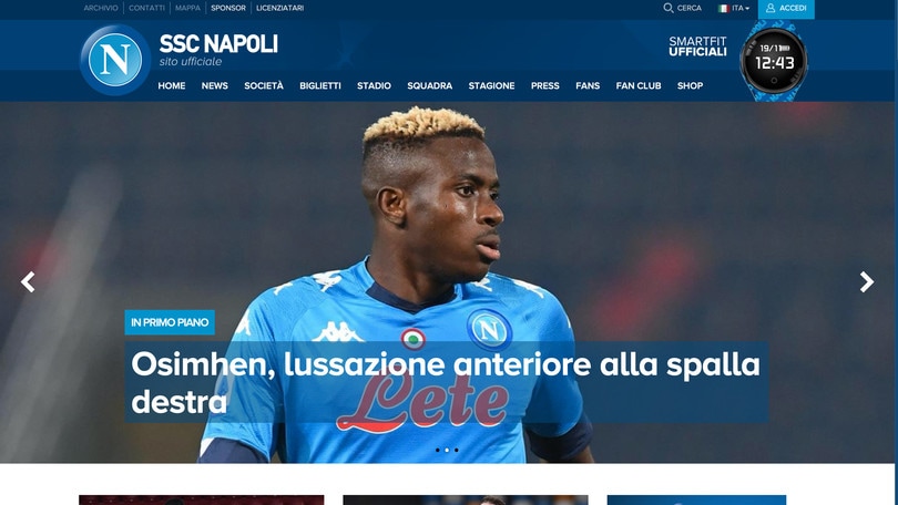 Napoli, spalla destra lussata per Osimhen